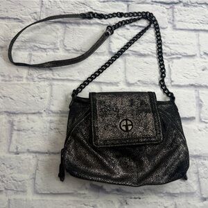 Gianni Bini Black Shimmer Chain Crossbody Bag. Night Out. Concert. Date Night.
